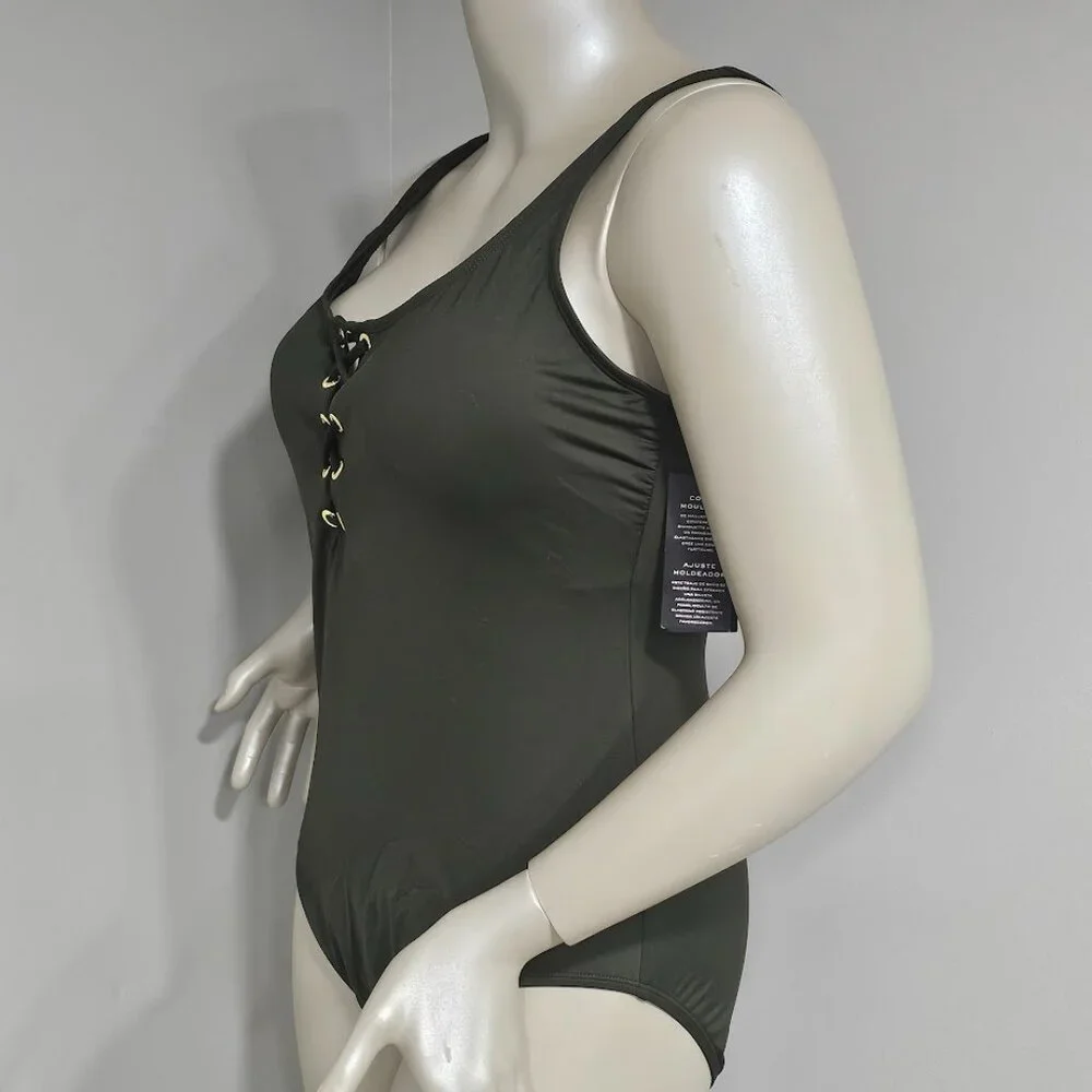 Lauren Ralph Lauren Plus Lace-up One-Piece Swimsuit - Picture 3 of 9